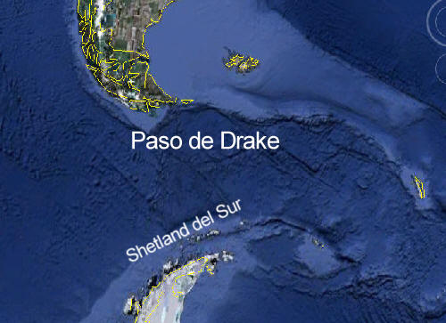 Paso de Drake e islas Shetland del Sur