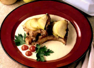 Chuleta de cerdo con manzana