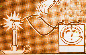 Calentando las uniones de dos metales distintos se produce una fuerza electromotriz entre sus extremos fríos