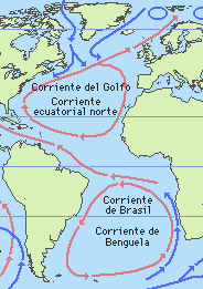 Ilustración de las corrientes atlánticas