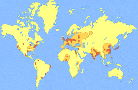 concentración de población mundial 
