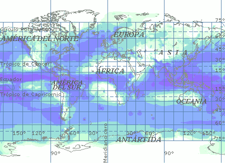 Distribución media anual de precipitaciones