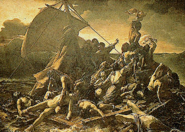 La Balsa de la medusa, de Théodore Géricault (Museo del Louvre), una obra que escenifica el patetismo de un naufragio, y que junto con las revoluciones políticas constituían los motivos preferidos por los pintores románticos.