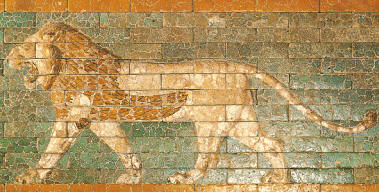 Relieve en barro vidriado, de la puerta de Isthar de Babilonia Museo del Louvre - París