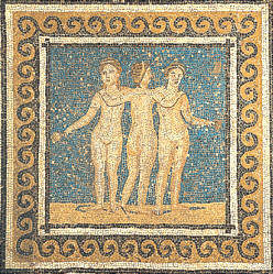 Mosaico romano de las Tres Gracias, Museo Arqueológico de Barcelona