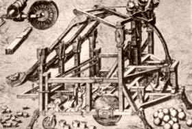 TRIUNFO DEL INGENIO. Lo fuerza bruto es reemplazado por el ingenio. Para luchar contra sus adversarios, en un medio hostil, el hombre crea la catapulta. Trozos de hierros lanzados tras los altos murallones protectores del rival. Y, también, contra naves, causaban estragos. Un nuevo elemento comienza a emplearse en la lucha.