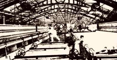 INDUSTRIA TEXTIL. La máquina comienza a desplazar al hombre. Se aumenta la producción pero hay cesantía en las grandes urbes. Se trabaja 16 horas cada día e incluso se emplean menores de edad