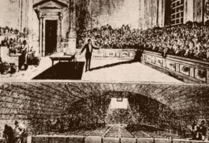 SUBTERRÁNEO ILUMINADO. Una batería de pilas utilizó Humphrey Davis en la iluminación de los subterráneos del Instituto Real de Londres. Fue un experimento decisivo sobre el arco voltaico, las pilas de faroles para bicicletas y las grandes centrales telefónicas están basadas en el principio de Volta