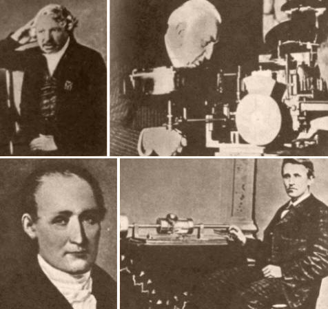 CUATRO INVENTORES. Los nombres de Daguerre, Lumiére, Niepce y Edison constituyen personalidades vastamente conocidas en el mundo entero y sus inventos están ligados a la vida cotidiana, ya sea en el trabajo o la diversión, el estudio o la investigación. 