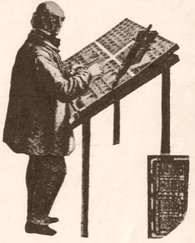 EL CAJISTA. Lento trabajo imponía alinear los tipos contenidos en compartimentos denominados "cajas".