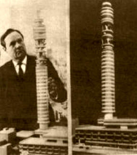 INSTALACIONES GIGANTES. Con el avance de la técnica se modernizaron las instalaciones de forma sorprendente. En la ilustración, el edificio de la Radio y Televisión Inglesa. Tenía una torre de 150 metros y, en su parte superior, un restaurante giratorio.