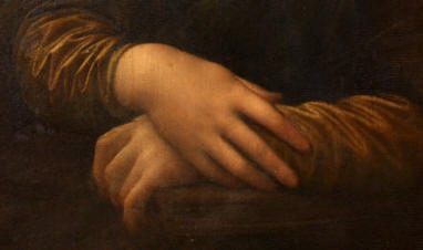 Detalle de las manos de La Gioconda
