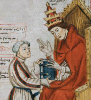 Pedro López de Ayala entregando un libro al papa