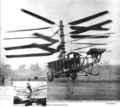 El helicóptero de Pescara durante el Record del Mundo de Distancia, el 18 de abril de 1924.