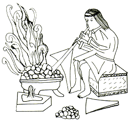 Figura 16. Esquema del método para fundir metales, desarrollado en Perú