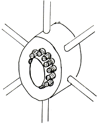 Figura 12. Esquema de un rodamiento, o balero, tomado de los restos de una carreta hace 2100 años, encontrada en Dinamarca.